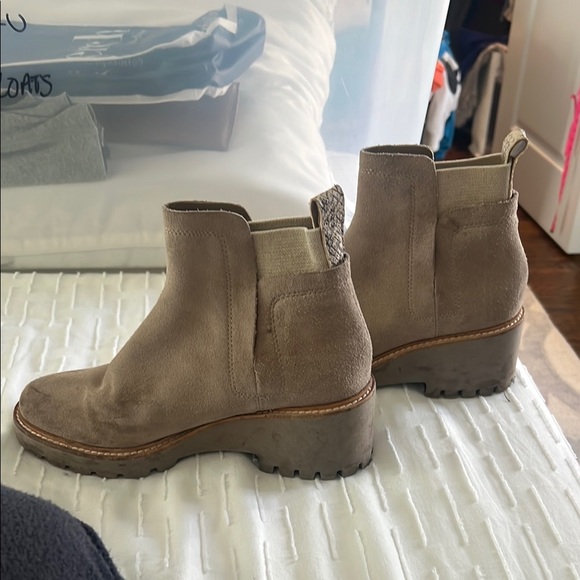 Women's Tan Suede Ankle Boots - Picture 3 of 7